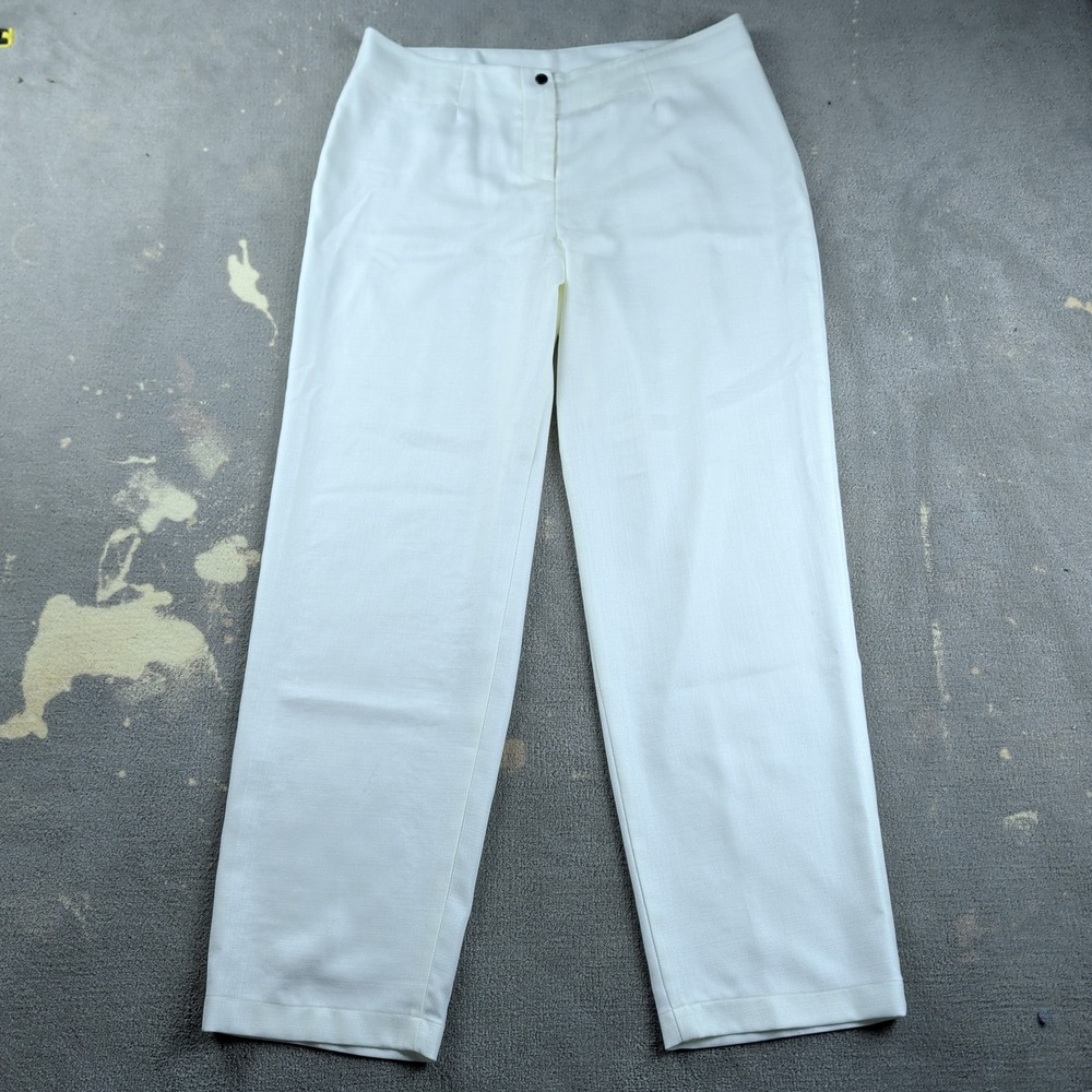 Babette San Francisco Size Medium White Textured Straight Leg Dress Pants Womens